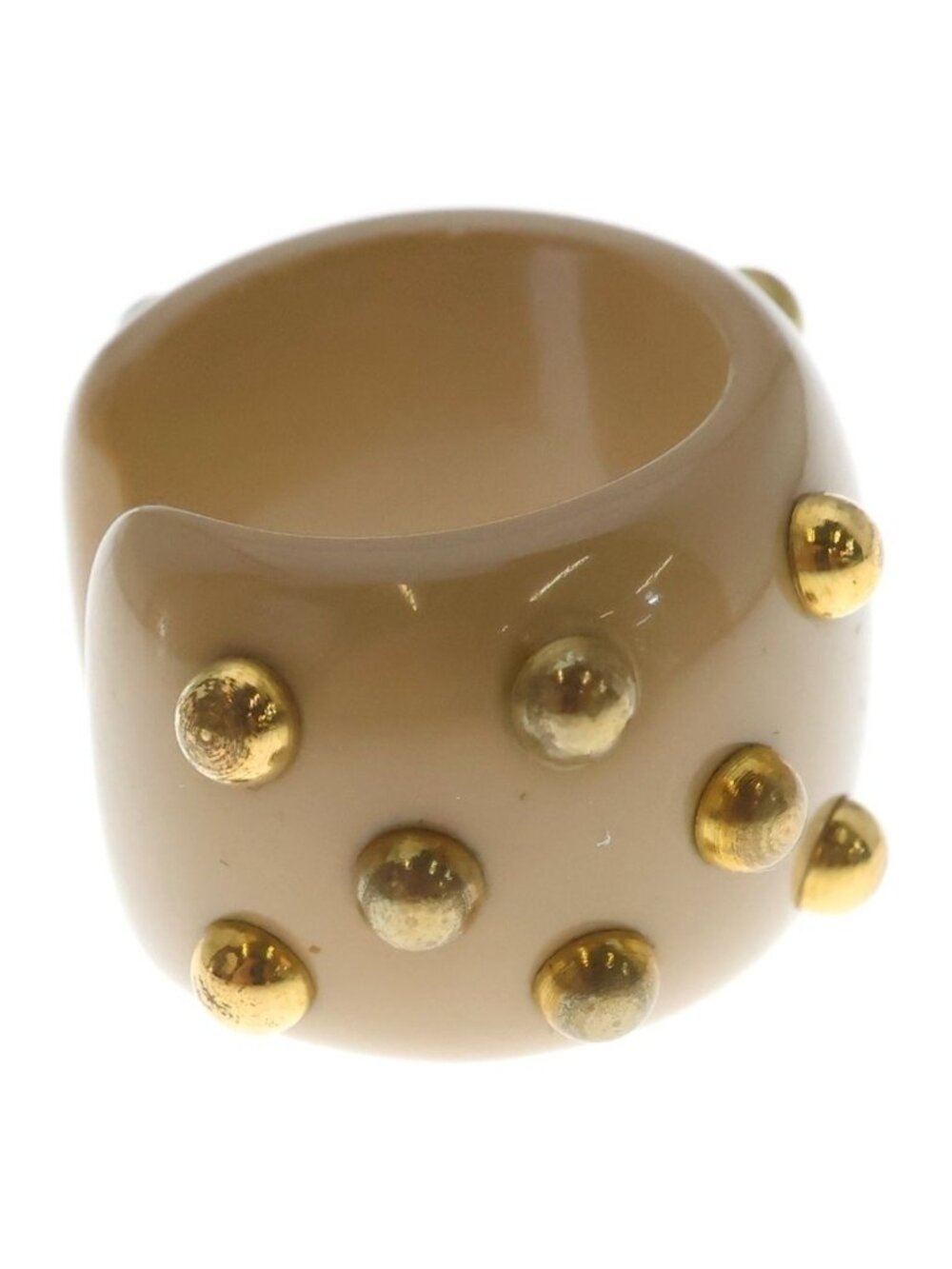 Chanel CC Logo Studded Ring Beige Gold - Picture 4 of 8